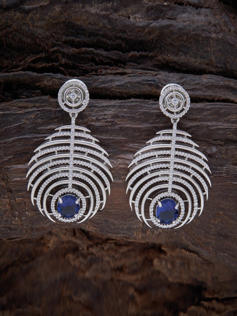 

Kushal's Fashion Jewellery Blue CZ Quirky Drop Earrings
