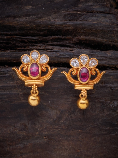 

Kushal's Fashion Jewellery Red 92.5 Pure Silver Floral Drop Earrings