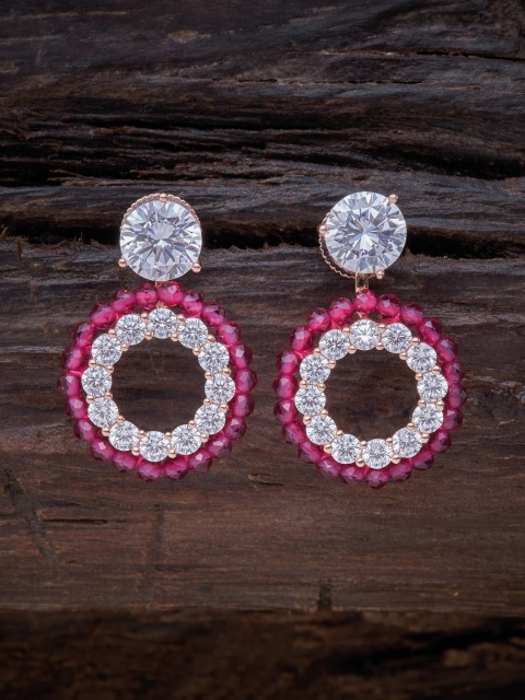 

Kushal's Fashion Jewellery Red Circular Drop Earrings