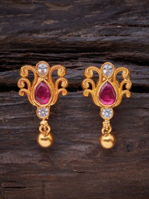 

Kushal's Fashion Jewellery Red 92.5 Pure Silver Floral Drop Earrings