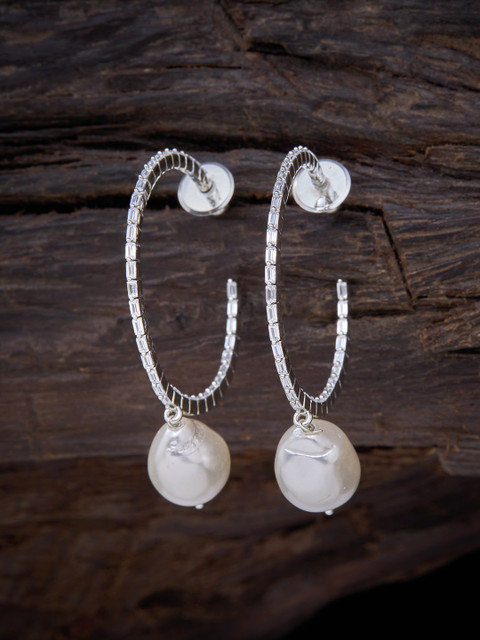 

Kushal's Fashion Jewellery White Circular Drop Earrings