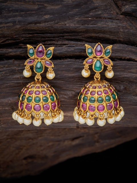 

Kushal's Fashion Jewellery Red Contemporary Jhumkas Earrings