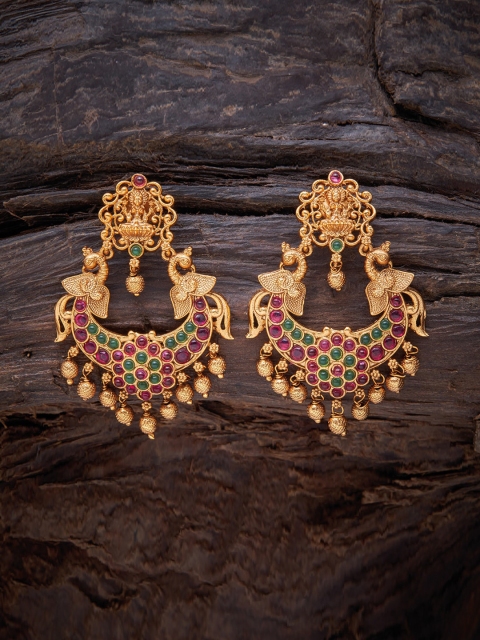

Kushal's Fashion Jewellery Red Floral Chandbalis Earrings