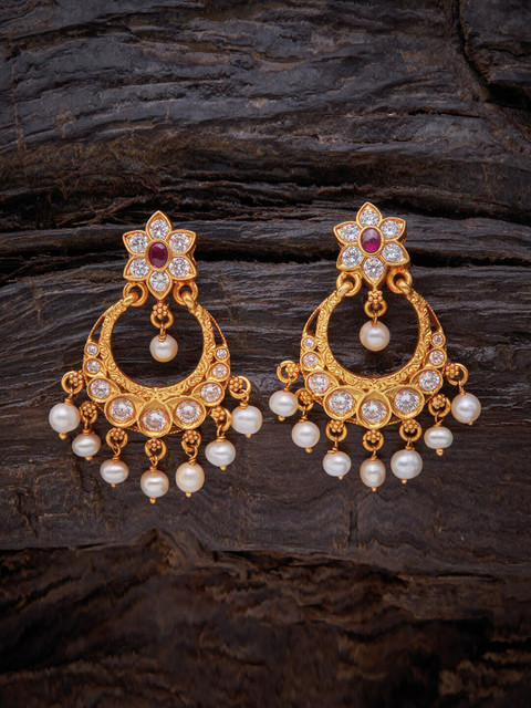 

Kushal's Fashion Jewellery Red 92.5 Pure Silver Crescent Shaped Studs Earrings