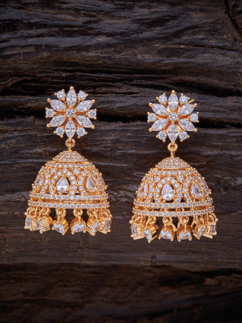 

Kushal's Fashion Jewellery White Gold Plated CZ Dome Shaped Jhumkas Earrings