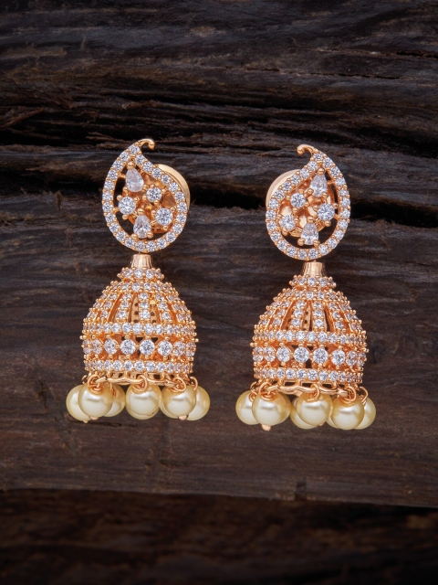 

Kushal's Fashion Jewellery White Gold Plated CZ Paisley Shaped Jhumkas Earrings