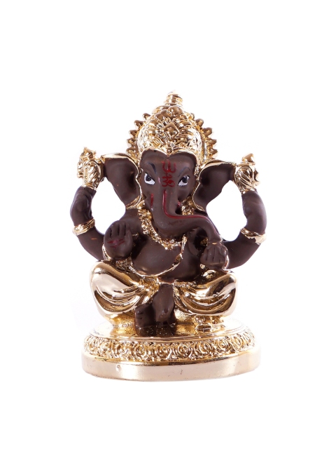

StatueStudio Polyresin Brown & Gold Ganesha Mini Idol Showpiece