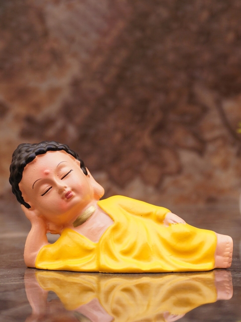 

StatueStudio Yellow Sleeping Buddha Statue Showpiece