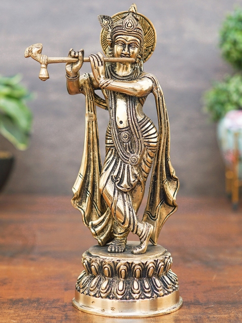 

StatueStudio Gold-Toned Textured Brass Krishna Idol Showpiece