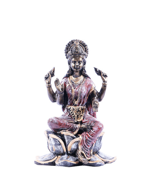 

StatueStudio Gold-Toned, Red & Black Lakshmi Idol Curio Showpiece