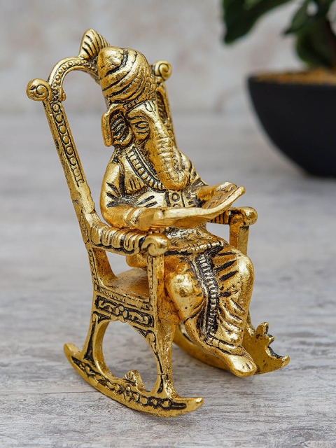 

StatueStudio Gold-Toned Metal Ganesha Sitting On Chair Showpiece