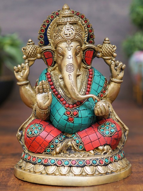 

StatueStudio Gold-Toned Textured Ganesha Showpiece