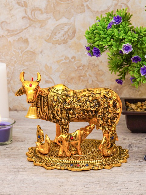 

StatueStudio Metal Gold Oxidised Holy Cow Showpiece
