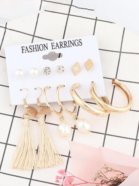 

ANNA CREATIONS Gold-Toned Contemporary Studs Earrings