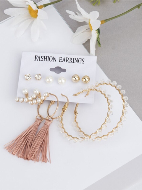 

ANNA CREATIONS Gold-Toned Contemporary Studs Earrings