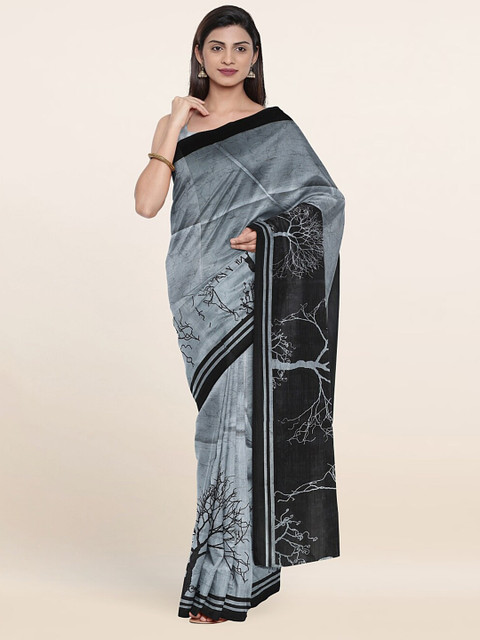 

Pothys Grey & Black Floral Printed Saree