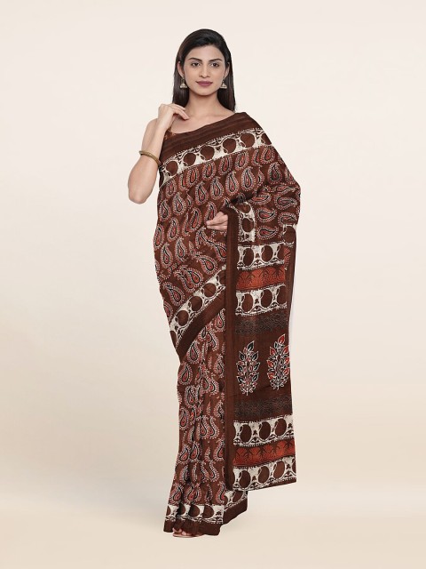 

Pothys Brown & Black Paisley Saree