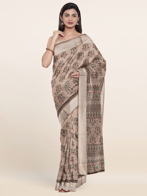 

Pothys Grey & Brown Printed Cotton Blend Saree