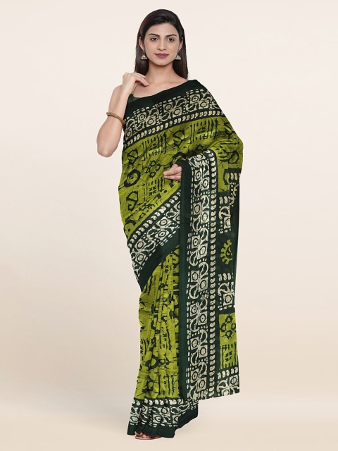 

Pothys Green & White Batik Saree