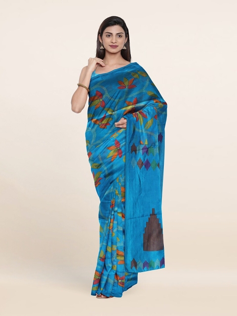 

Pothys Blue & Red Floral Saree