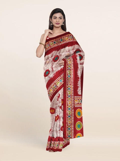 

Pothys Off White & Maroon Printed Zari Saree
