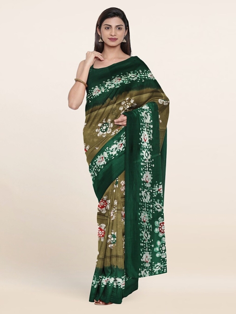 

Pothys Green & White Batik Saree
