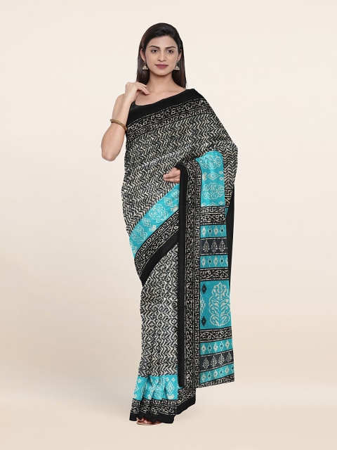 

Pothys Blue & Black Printed Saree