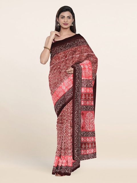 

Pothys Pink & Maroon Floral Saree