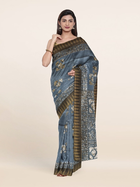 

Pothys Grey & Off-White Batik Printed Saree