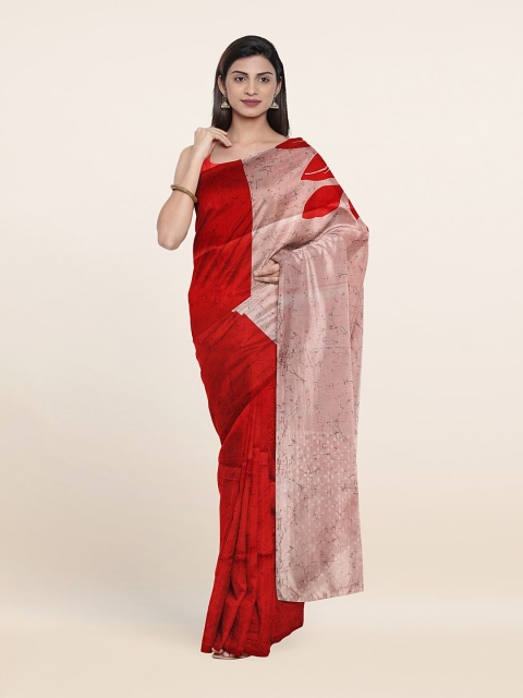 

Pothys Red & Pink Printed Cotton Blend Saree