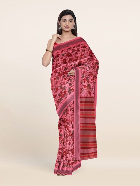 

Pothys Pink & Red Floral Printed Saree