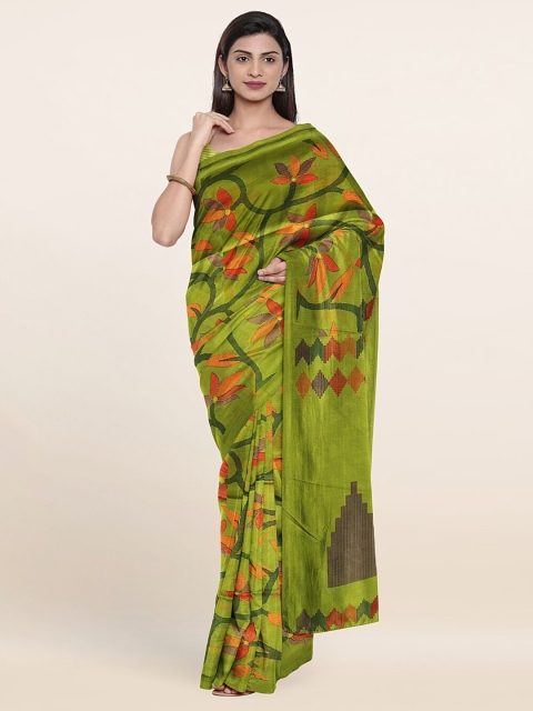 

Pothys Green & Red Floral Saree