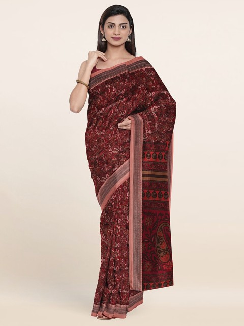 

Pothys Maroon & Grey Floral Saree
