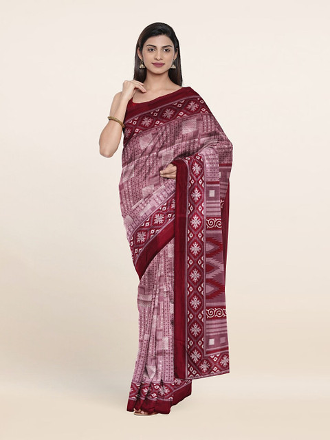 

Pothys Lavender & Red Ethnic Motifs Printed Saree