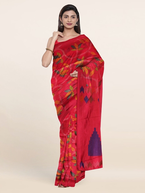 

Pothys Pink & Blue Floral Printed Saree