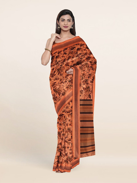 

Pothys Rust & Black Floral Printed Saree