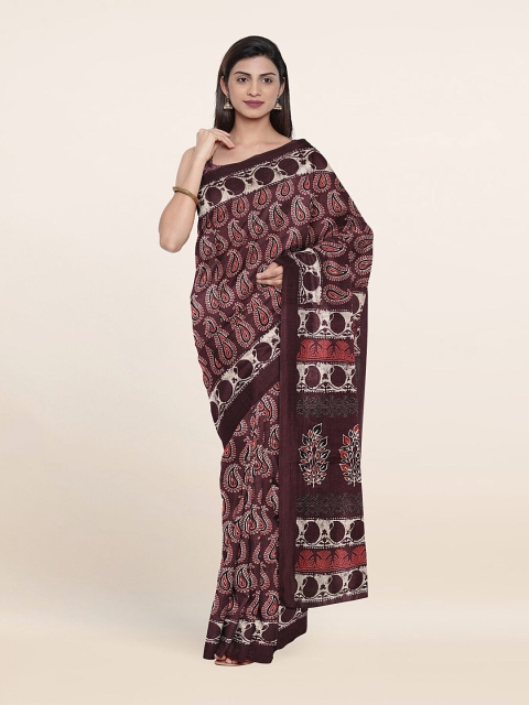 

Pothys Purple & White Printed Cotton Blend Saree