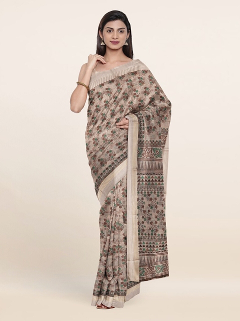 

Pothys Grey & Green Floral Saree