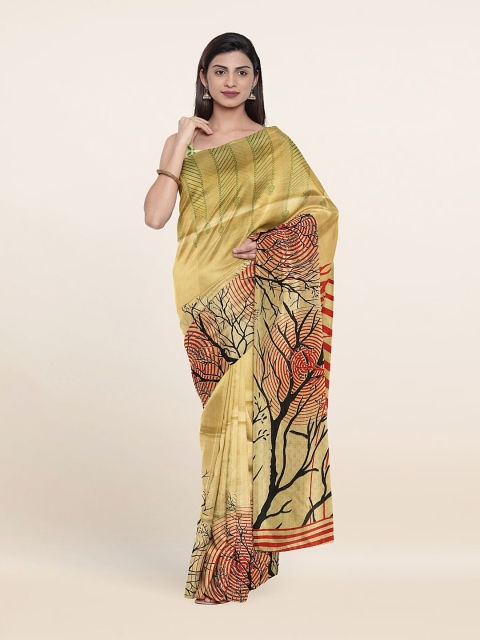 

Pothys Beige & Red Printed Cotton Blend Saree