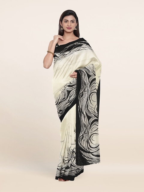 

Pothys Off White & Black Printed Saree