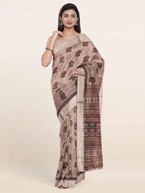 

Pothys Brown & Pink Floral Saree