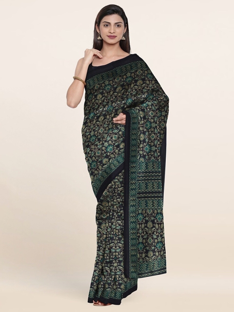 

Pothys Navy Blue & Green Ethnic Motifs Saree
