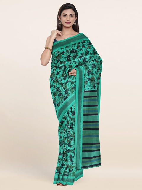

Pothys Green & Blue Floral Saree