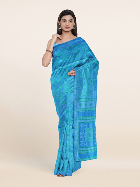 

Pothys Blue & Green Ethnic Motifs Saree