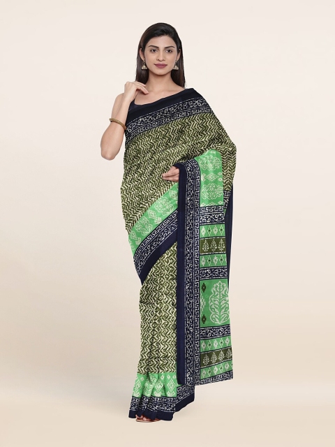 

Pothys Green & Blue Ethnic Motifs Printed Saree