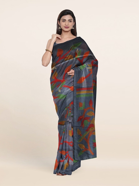 

Pothys Grey & Red Floral Printed Saree