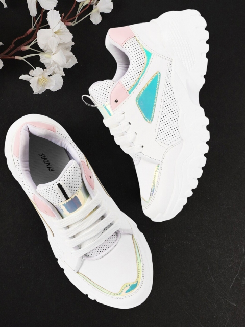 

RINDAS Women White & Blue Walking Non-Marking Shoes