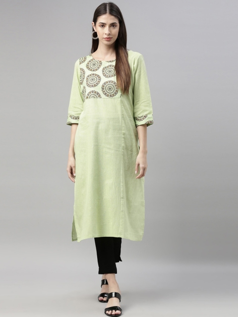 

Marcia Women Green Embroidered Thread Work Kurta
