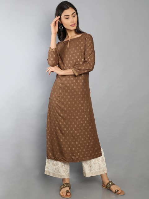 

Marcia Women Brown Floral Printed Kurta with Palazzos