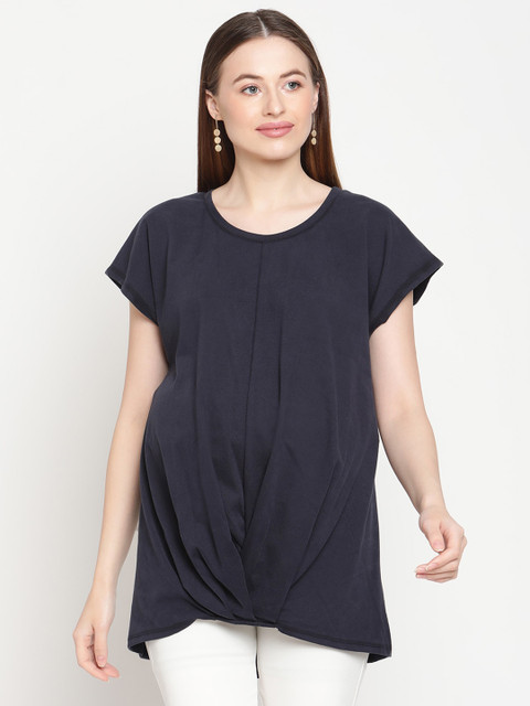 

Rute Navy Blue Extended Sleeves Top